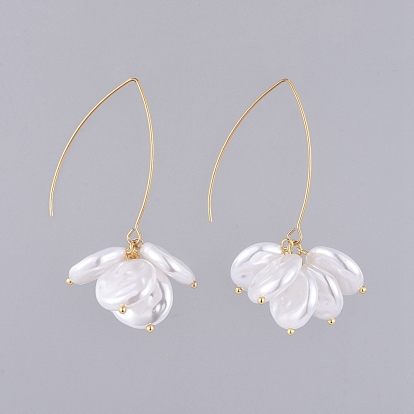 ABS Plastic Imitation Pearl Beads Dangle Earrings, with Golden Plated 304 Stainless Steel Earring Hooks