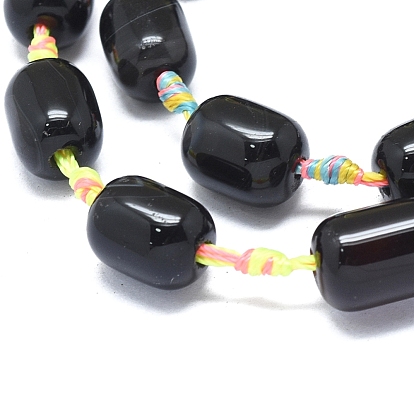 Natural Banded Agate/Striped Agate Beads Strands, Dyed & Heated, Column