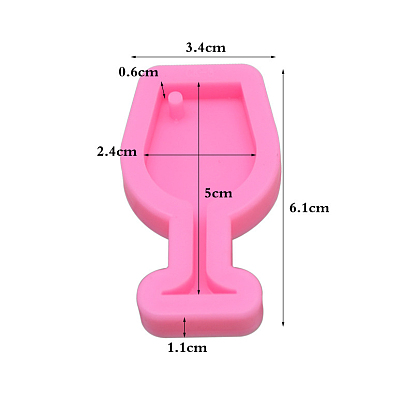 Wine Glass Shape DIY Pendant Silicone Molds, for Keychain Making, Resin Casting Molds, For UV Resin, Epoxy Resin Jewelry Making