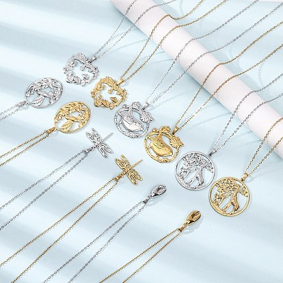 304 Stainless Steel Pendant Cable Chain Necklaces for Men Women