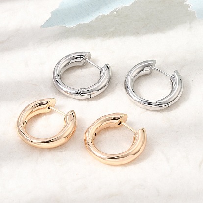 Brass Huggie Hoop Earrings, Round