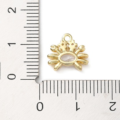 Brass Micro Pave Cubic Zirconia Pendant, Marine Animal, Golden