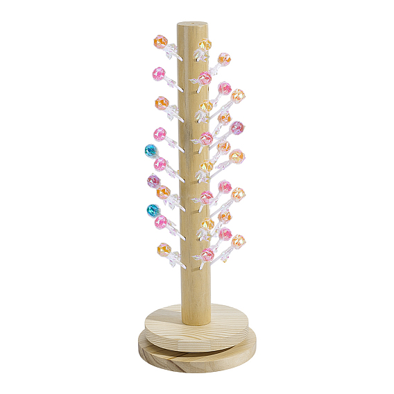 Wood Floor-to-ceiling Lollipop Stands, Flat Round