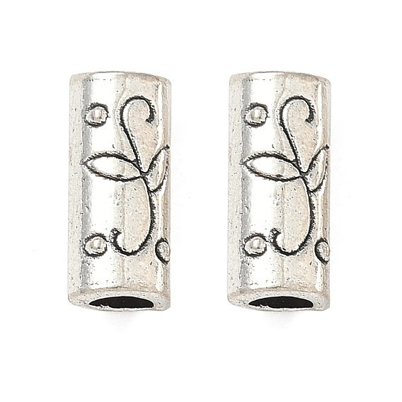 Сплавочные овальные бусины тибетского стиля , столбец с узором листьев, без кадмия и без свинца