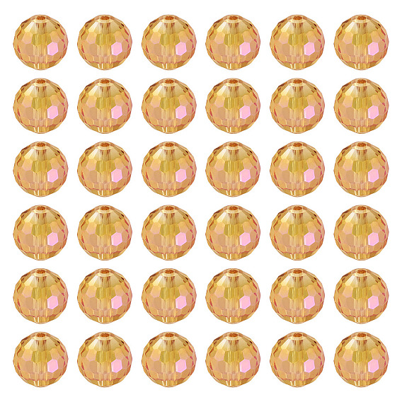 80 шт. стеклянные бусины с радужным покрытием, граненые круглые