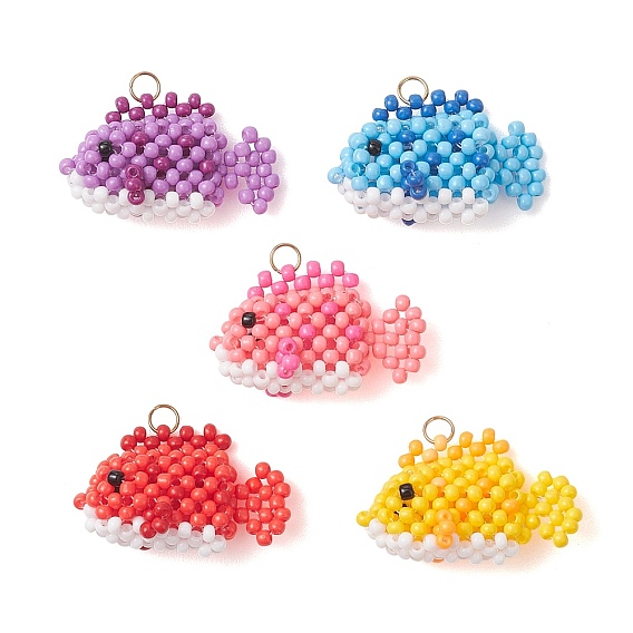 Подвески в виде рыбок из стеклянных бус, с 304 нержавеющей стали, реальный 18 k позолоченный