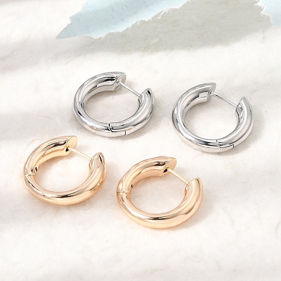 Brass Huggie Hoop Earrings, Round