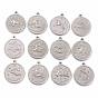 304 Stainless Steel Pendants, Flat Round with Constellation