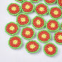 Glass Seed Beaded Cloth Patches, Cluster Beads, with Non-Woven Fabric, Flat Round