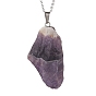 Rough Raw Natural Gemstone Pendant Necklaces, 304 Stainless Steel Cable Chains Necklace for Women