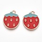 Подвески из эмали и сплава, без свинца и без кадмия, золотые, клубничное очарование