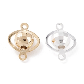 Brass Link Connectors, Long-Lasting Plated, Ring with Faceted Round