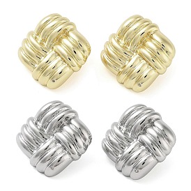 Brass Studs Earrings, Long-Lasting Plated, Lead Free & Cadmium Free, Rhombus