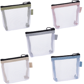 5шт. 5 цвета нейлоновые сетчатые сумки для хранения на молнии, прямоугольные