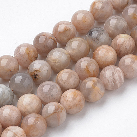 Sunstone naturelle perles brins, ronde