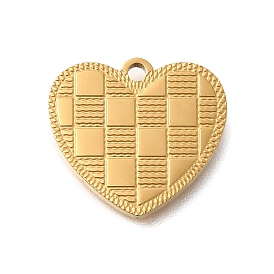 PVD Vacuum Plating 201 Stainless Steel Pendants, Heart Charm