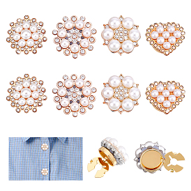 8шт 4 стиль запонки из сплава, смолой и горный хрусталь, Сердце & плоские круглые