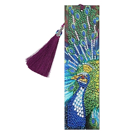 Peacock Pattern DIY Diamond Painting Bookmark with Tassel Pendants Kits