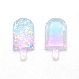 Cabochons de la resina transparente, con polvo del brillo, helado