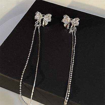 Brass Micro Pave Cubic Zirconia Cuff Earring, Bowknot
