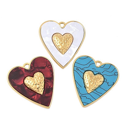 Непрозрачные акриловые подвески, сердце, фурнитура из нержавеющей стали , реальный 18 k позолоченный