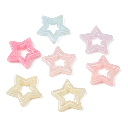 Непрозрачные акриловые бусины с УФ-покрытием, звезда, с покрытием AB цвета