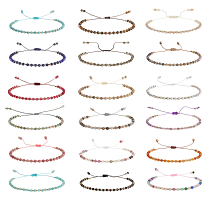 Плетеные браслеты из бусин из натуральных драгоценных камней для женщин, круглые, граненые