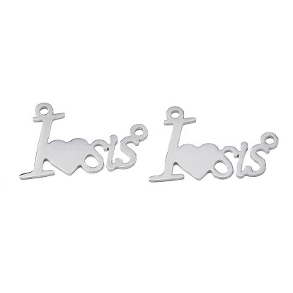304 Stainless Steel Connector Charms, Word I Love Sis