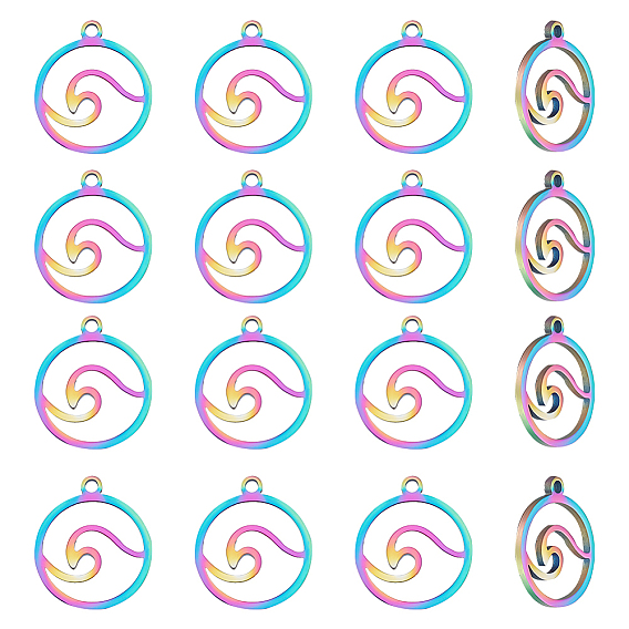 16 шт. 201 подвески из нержавеющей стали, лазерная резка, кольцо с помахал