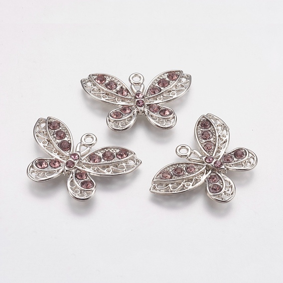 Pendentifs en alliage, sans cadmium et sans plomb, papillon, 32x21x4mm, Trou: 1.5mm