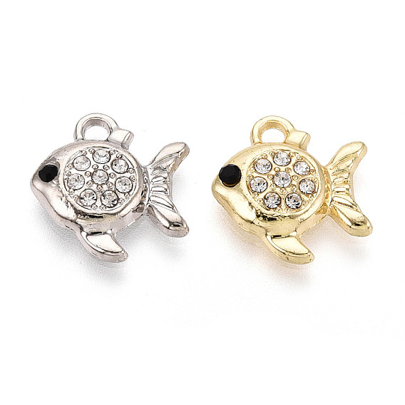 Подвески из сплава и страза, рыба, без свинца и без кадмия