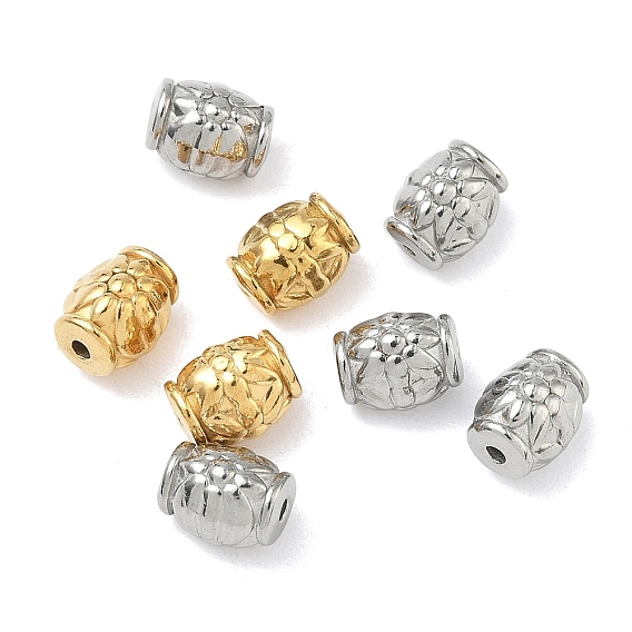 304 из нержавеющей стали бусы, баррель с цветком