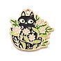 Alloy Enamel Pendants, Golden, Cat with Flower Charm