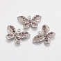 Pendentifs en alliage, sans cadmium et sans plomb, papillon, 32x21x4mm, Trou: 1.5mm