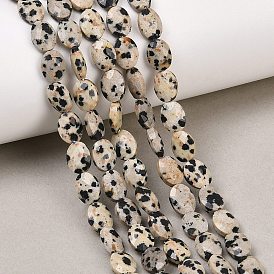 Природные яшмы далматин бисер нитей, граненые, Плоско-овальные