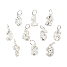 Серия цифр 925 подвески из стерлингового серебра, с 925 штампами и кольцами для прыжков, серебряный цвет гальваническим
