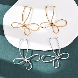 Полые серьги-кольца из нержавеющей стали с цветком, с 201 штифтов из нержавеющей стали