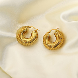 Stainless Steel Circle Tube Shaped Gold Plated Earrings - Fashionable and Versatile