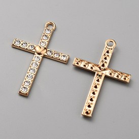 Zinc Alloy Pendant, with Rhinestone, Cross