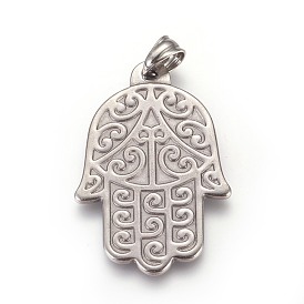 Pendentifs en acier inoxydable, hamsa main / main de fatima / main de miriam