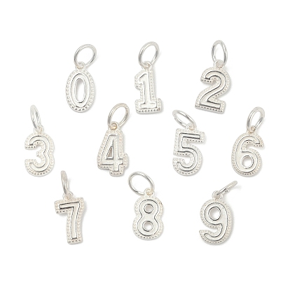 Серия цифр 925 подвески из стерлингового серебра, с 925 штампами и кольцами для прыжков, серебряный цвет гальваническим