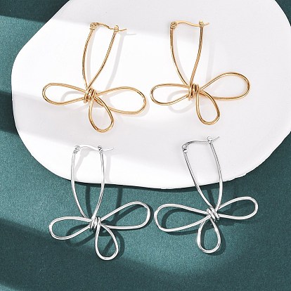 Полые серьги-кольца из нержавеющей стали с цветком, с 201 штифтов из нержавеющей стали