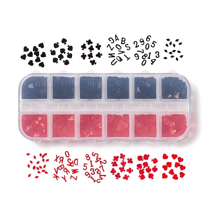 PET Nail Sequins Care Decoration, Nail Art Decoration Accessories for Womenn, Playing Cards Shape & Letter & Number