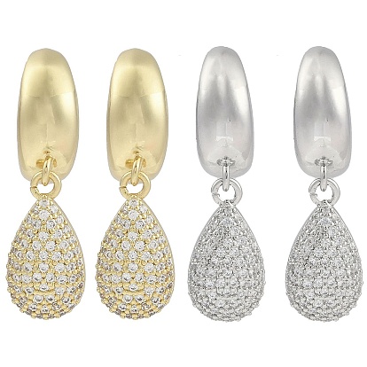 Серьги-подвески в форме капли с прозрачным кубическим цирконием, латунные серьги-гвоздики для женщин