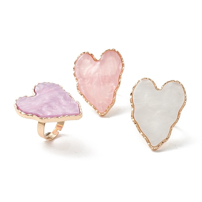 Adjustable Resin Palette Rings, with Alloy Finger Ring, Nail Art Tool, for Acrylic UV Gel Polish Foundation Mixing, Heart