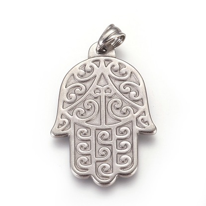 Pendentifs en acier inoxydable, hamsa main / main de fatima / main de miriam