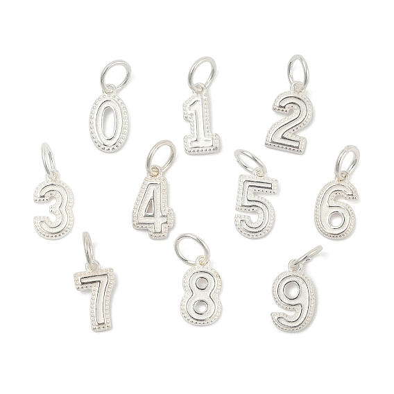 Серия цифр 925 подвески из стерлингового серебра, с 925 штампами и кольцами для прыжков, серебряный цвет гальваническим