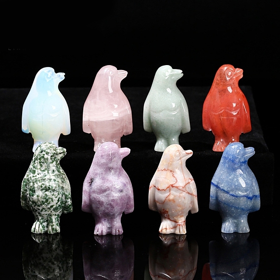 Резные фигурки пингвинов из натуральных драгоценных камней, для украшения рабочего стола домашнего офиса