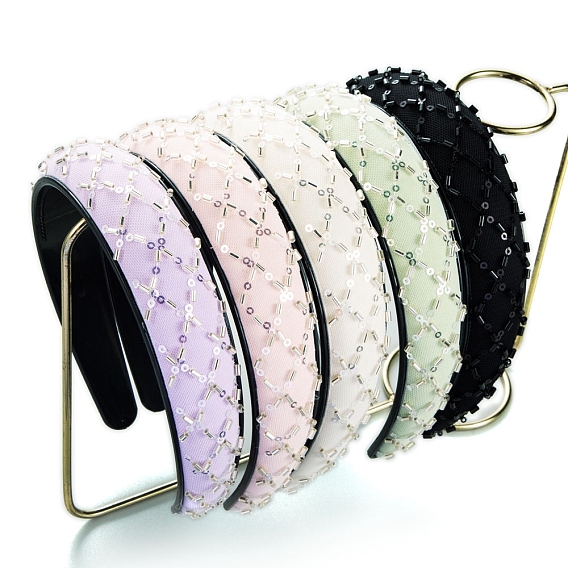 Cloth Sequin Decor Headband, Fish Net Style Simple Lady Hair Accessories