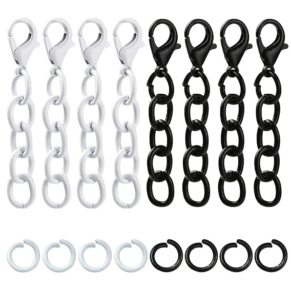 20Pcs 2 Colors Baking Paint Iron Curb Chain Extender & 20Pcs 2 Colors Baking Paint Alloy Open Jump Rings Findings Kits